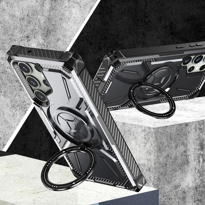 Bananq Magnetische drehbare Standhülle für Samsung S24 S23 S22 S21 Ultra Plus für Magsafe Wireless Charge, stoßfeste Abdeckung_voghion.com