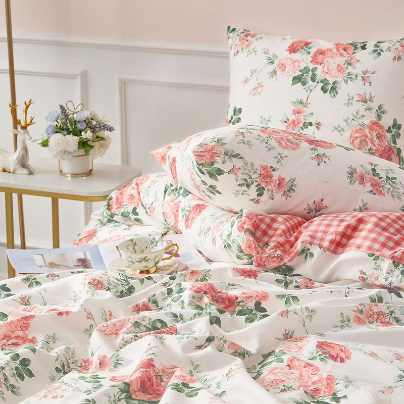 Set copripiumino 3 pezzi - Set di biancheria da letto in poliestere spazzolato con stampa floreale, ultra morbido, matrimoniale king size, 2 federe, antipiega e traspirante_voghion.com