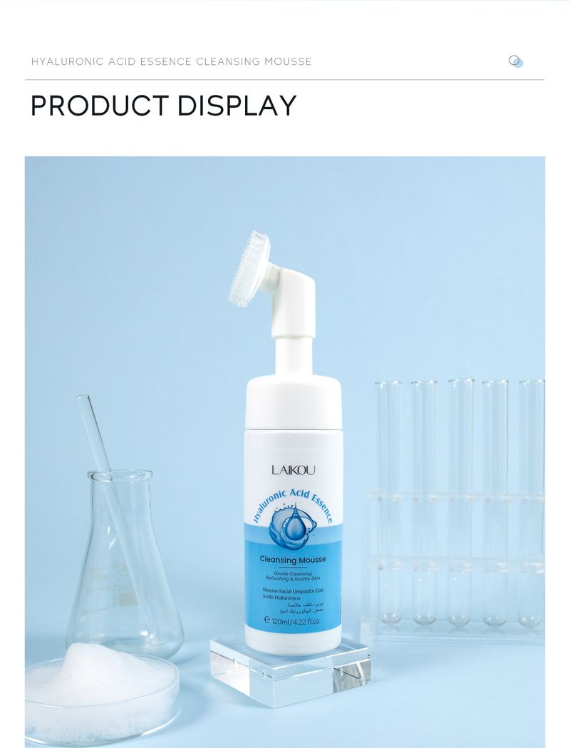 Detergenti Mousse detergente all'acido ialuronico 120 ml Nuova confezione Pulizia del viso Pori rinfrescanti Prodotti per la cura della pelle_voghion.com