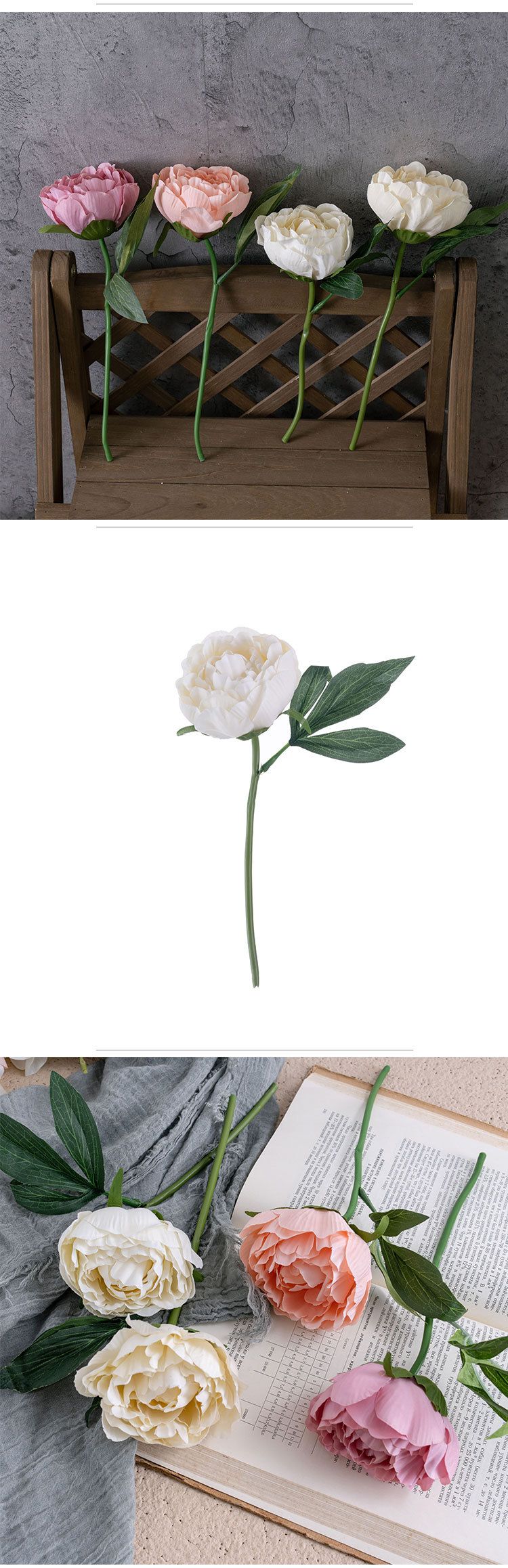 Artificial Flower Purple Smoked Single Branch Peony INS Style Artificial Flower Manufacturer Home Decoration_voghion.com