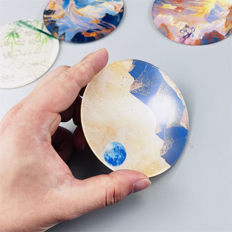 Ink Painting Acrylic Coasters - Heat-Resistant & Non-Slip Round Drink Mats (Set Of 4) - Traditional Oriental Home Decor For Tea & Coffee_voghion.com