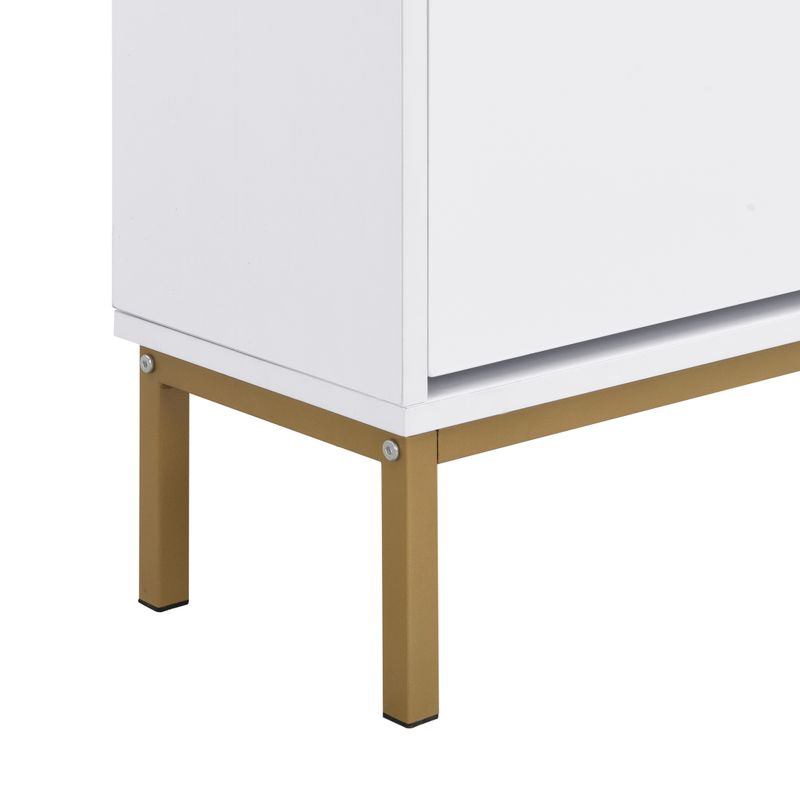 Schuhschrank Mit Hocker, Klappbarem Regal, Glänzender Oberfläche_voghion.com