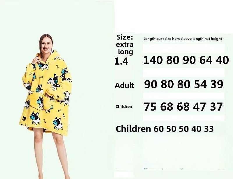 Decke Kaltanzug Kapuze Cartoon Pyjamas Thermopullover Lazy Tv Decke Verdickter Oversize-Pullover_voghion.com