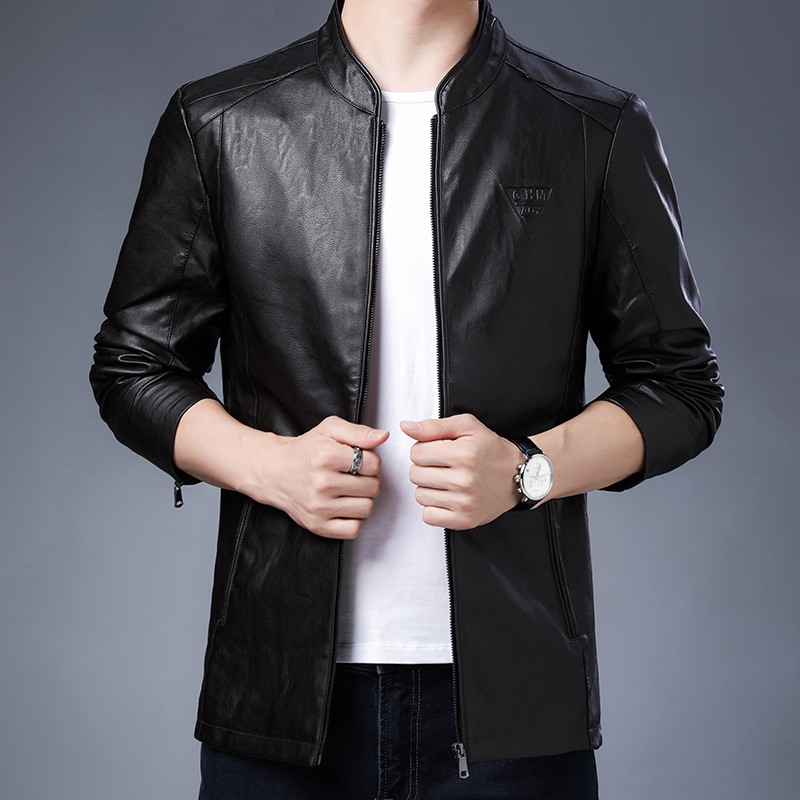 2024 Höstny produkt Ståkrage för män Mode Inverterad triangeljacka Ungdom Koreansk Slim Fit Casual läderkappa_voghion.com