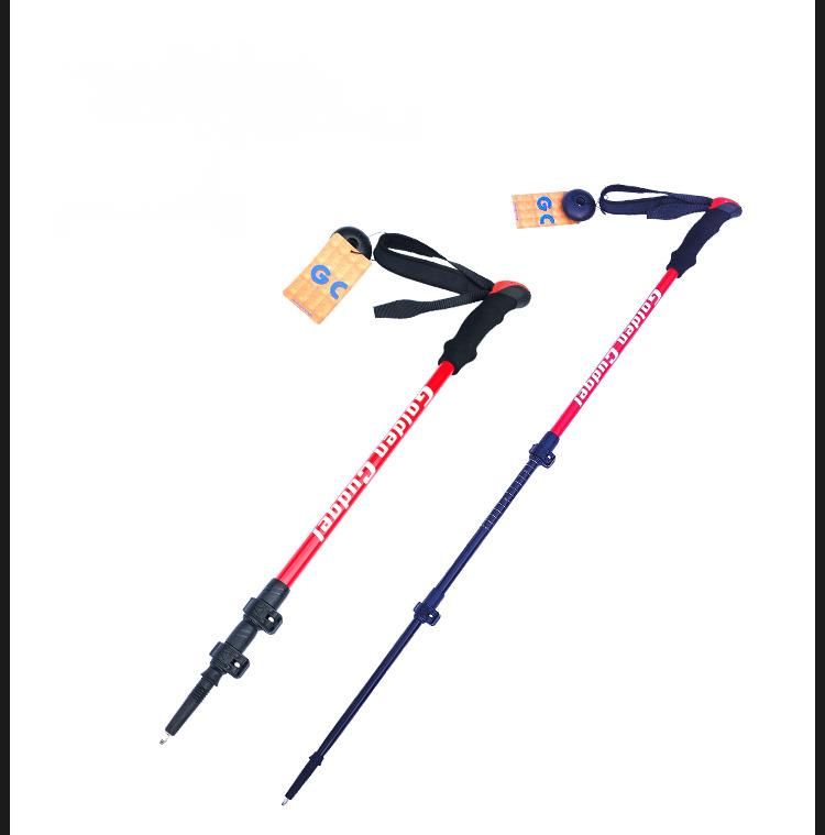 Telescopic 7075 Custom Processing Printed Foam Handle Metal Buckle Hiking Stick Non-Slip Lightweight Climbing_voghion.com