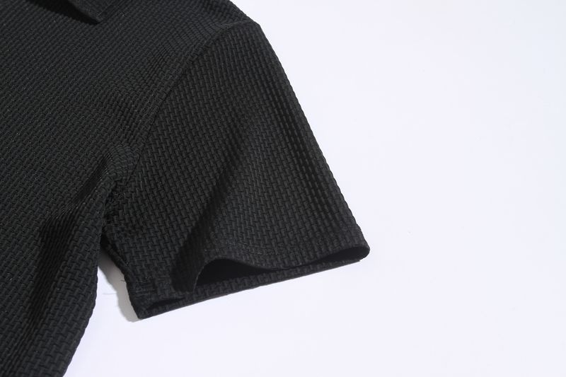 Herrenbekleidung Herren Sommer Sport Fitness Freizeit V-Ausschnitt Elastische Textur Kurzarm Poloshirt Herren_voghion.com