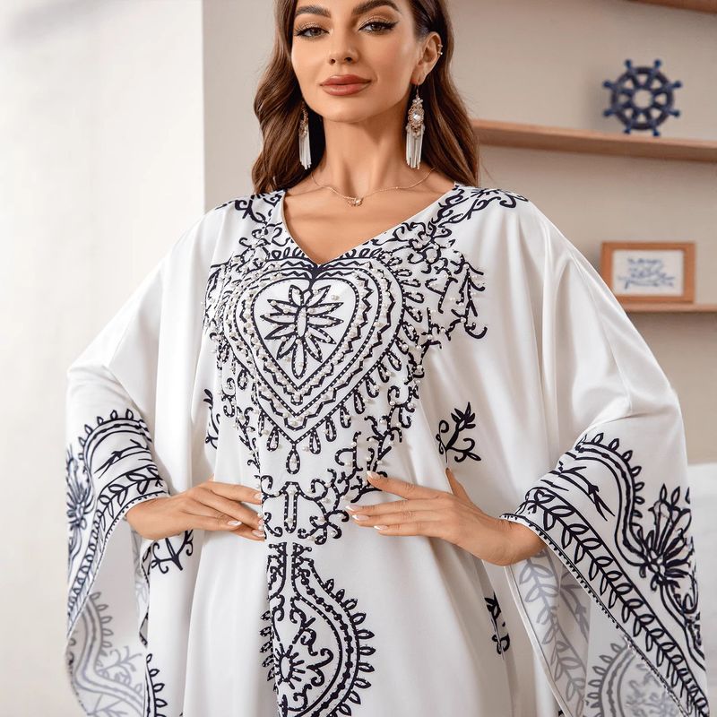 SW032 Vleermuismouwen Moslim Gewaad Plus Size Losse Saoedische Dames Lange Jurk Abaya_voghion.com