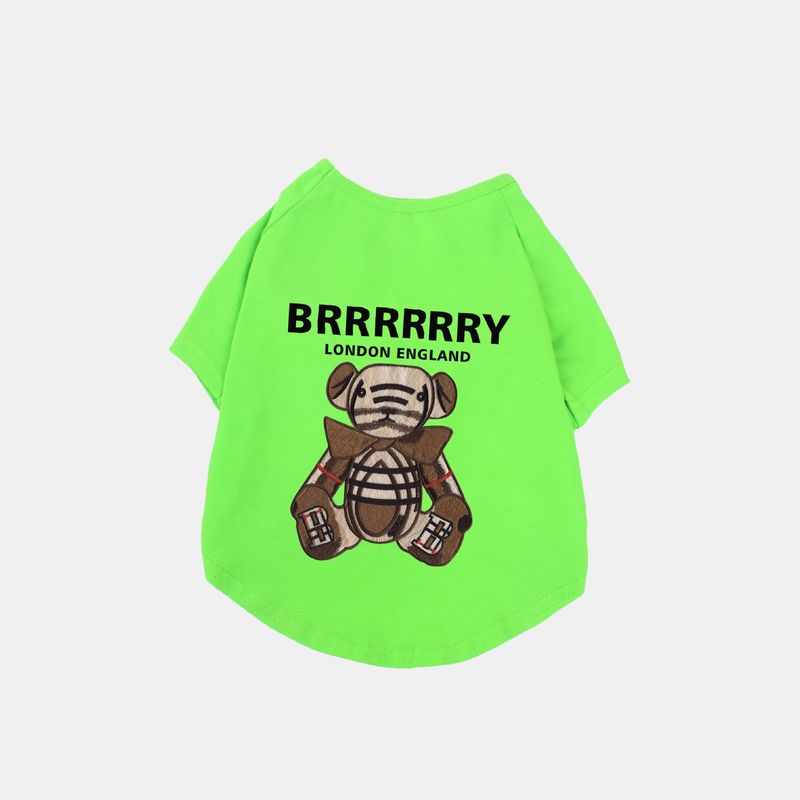 Vestiti per animali domestici alla moda, maglietta estiva in cotone con bretelle, lettera BBR, orso, bianco e nero, due colori, legge, combattimento, corgi_voghion.com
