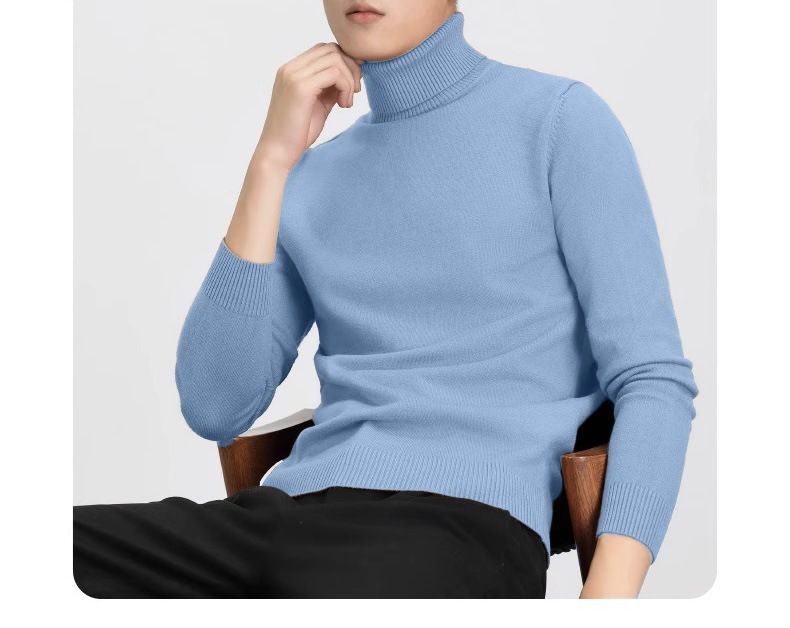 Unisex-Pullover mit hohem Kragen – weicher und atmungsaktiver Polyester-Strick, schmal geschnittener gerippter Saum, unverzichtbar für alle Jahreszeiten_voghion.com