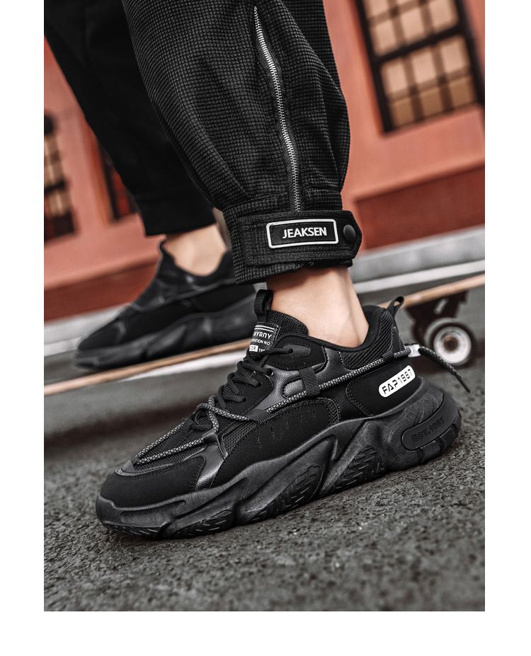 Autumn and Winter New Trendy Outdoor Student Thick Sole Sports Men's Personalized Fashion Lace up Breathable Mesh_voghion.com
