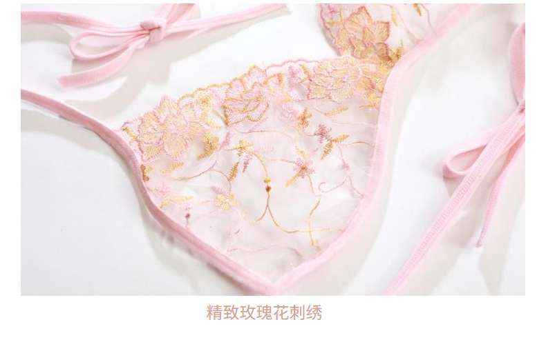 Dámské sexy spodní prádlo Set Flower Bra Thong 2 kusy měkké síťované průsvitné ramínko transparentní spodní prádlo body bikiny_voghion.com