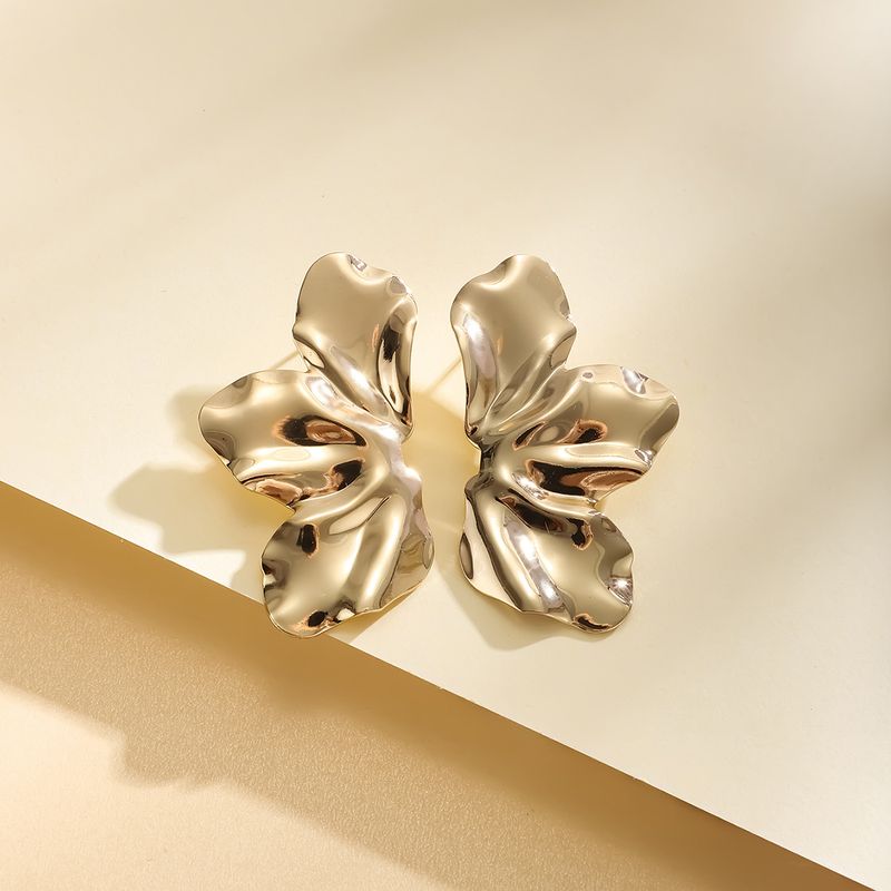 Boucles d'oreilles à tige en alliage couleur bonbon, motif floral exagéré, simple, élégant, mat, pétale irrégulier, pour femmes_voghion.com