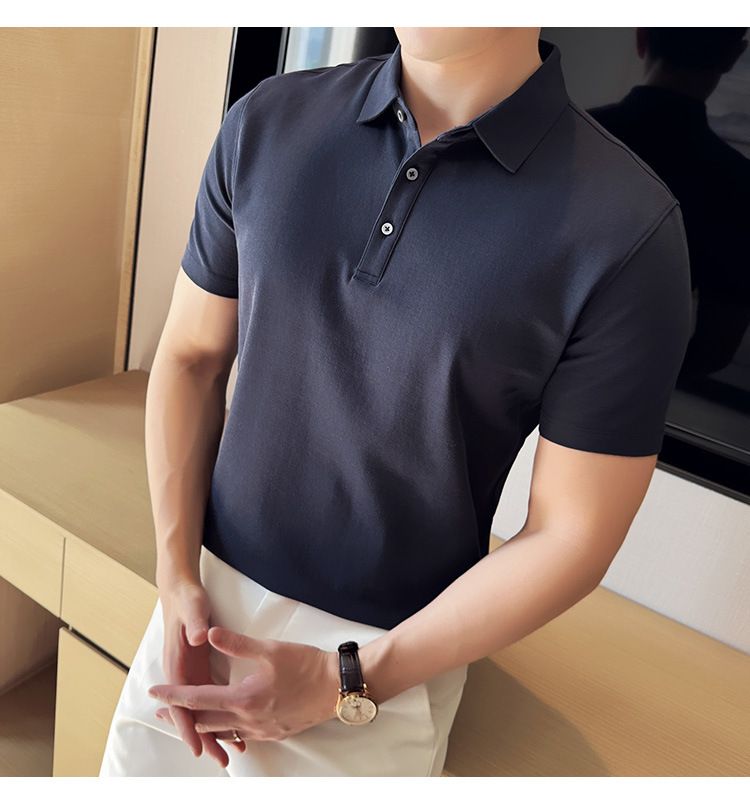 Polo à manches courtes pour homme, nouveauté spéciale été, en coton, confortable, petit revers, non marquant, pressage, version coréenne, coupe ajustée, Paul_voghion.com