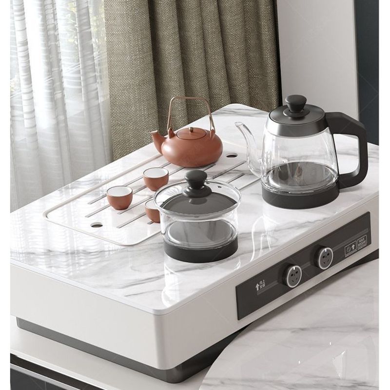 2025 New Model Island Extendable Modern Simple With Tea Brewing Induction Cooker Light Luxury Rock Board Dining Table_voghion.com