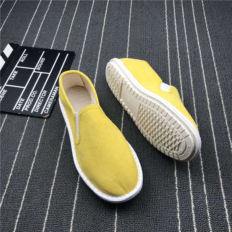 Ademende gele stoffen schoenen, casual instappers voor koppels_voghion.com