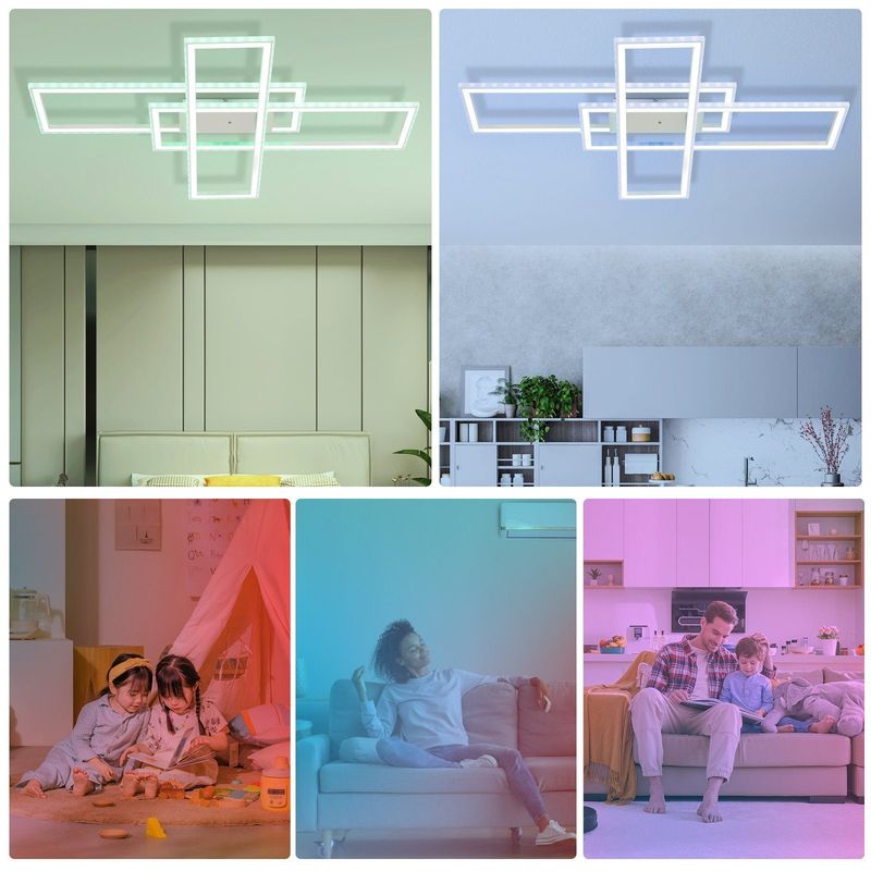 Glitzerlife Deckenlampe LED Deckenleuchte Modern - RGB Farbwechsel Mit Fernbedienung Schlafzimmerlampe Dimmbar 50W Flurlampe Deckenbeleuchtung Schwenkbar Für Büro_voghion.com