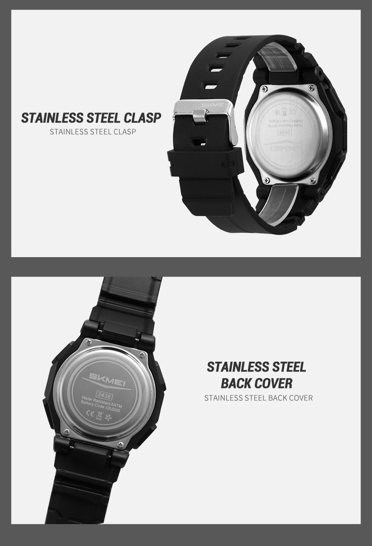 Orologio elettronico digitale con display luminoso, sportivo, al quarzo, con 5 allarmi, per uomo e donna, impermeabile, con ora mondiale._voghion.com