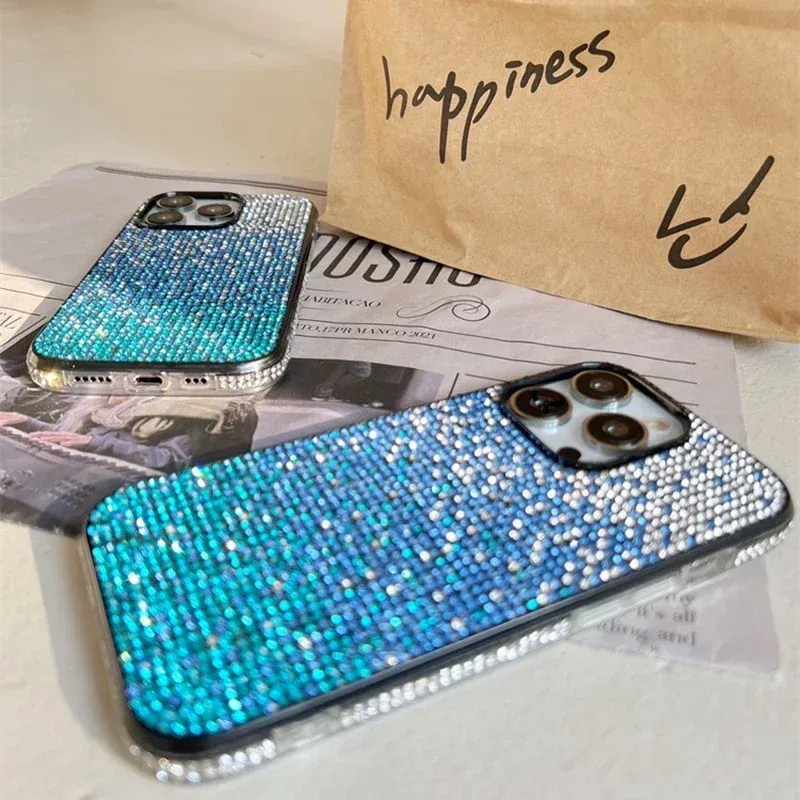 Luxus Gothic Bling Glitter Voll Shinny Diamond Bumper Rahmenhülle für iPhone 16 11 12 13 14 15 Pro Max Plus XS XR Schutzhülle_voghion.com