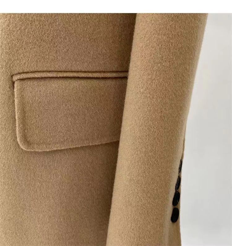 Women's Clothing Off season double faced cashmere coat long loose suit collar 100 wool coat temperament double breasted coat_voghion.com