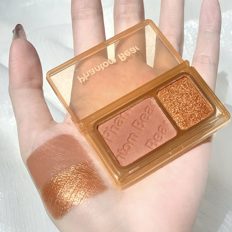 Ombretto Neon Nude Palette Ombretto bicolore perlescente Shimmer Glitter Green Earth Color Eye Shadow_voghion.com