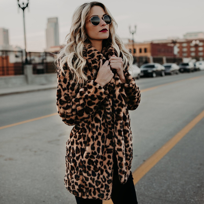 Winter Warme Mode Leopardenfell Damen Mantel Revers Jacke_voghion.com