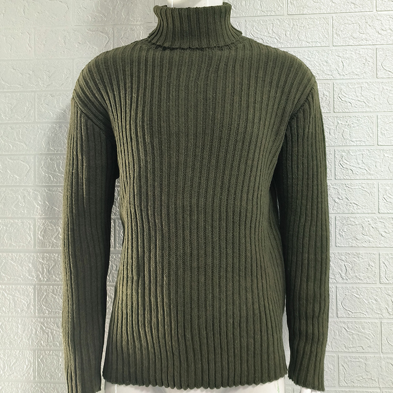 Herenkleding coltrui heren effen kleur slanke gebreide top 2024 herfst en winter nieuwe trui modieuze herenkleding_voghion.com