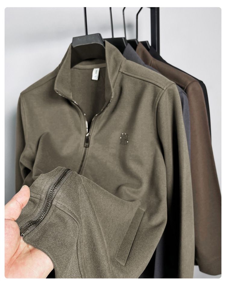 Premium Langarm-Sweatshirt mit Reißverschluss für Herren – Herbstlicher Polyesterpullover mit minimalistischem Buchstabendruck, verdickte Freizeitjacke_voghion.com