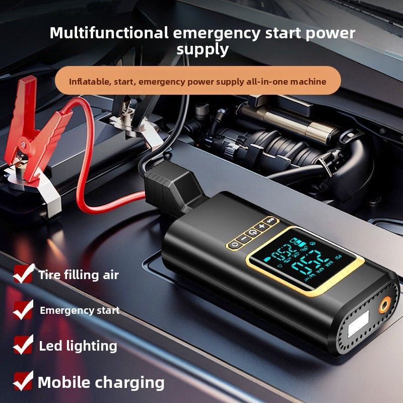 Autobatterie mit Dianbao-Reifenluftpumpe, 12 V, Notstart-Stromversorgung, Autoluftpumpe, multifunktionales Fahrzeug_voghion.com