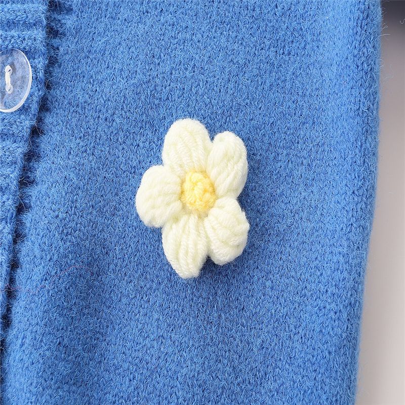 Veste polyvalente à la mode pour fille, version coréenne, printemps et automne, nouveau pull à col en V pour petite fille, haut à manches longues et boutonnage simple_voghion.com