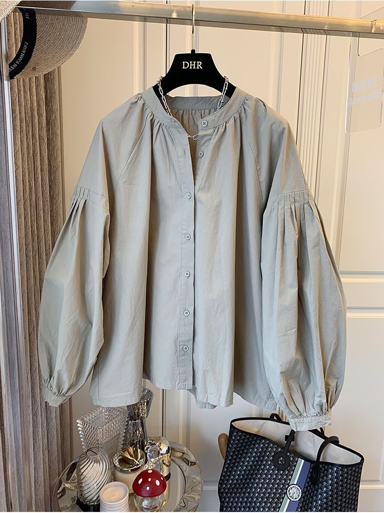Camicetta vintage con balze francesi e maniche a sbuffo da donna – Elegante e chic camicia casual da donna in bianco, nero e cachi (S/M/L/XL)_voghion.com