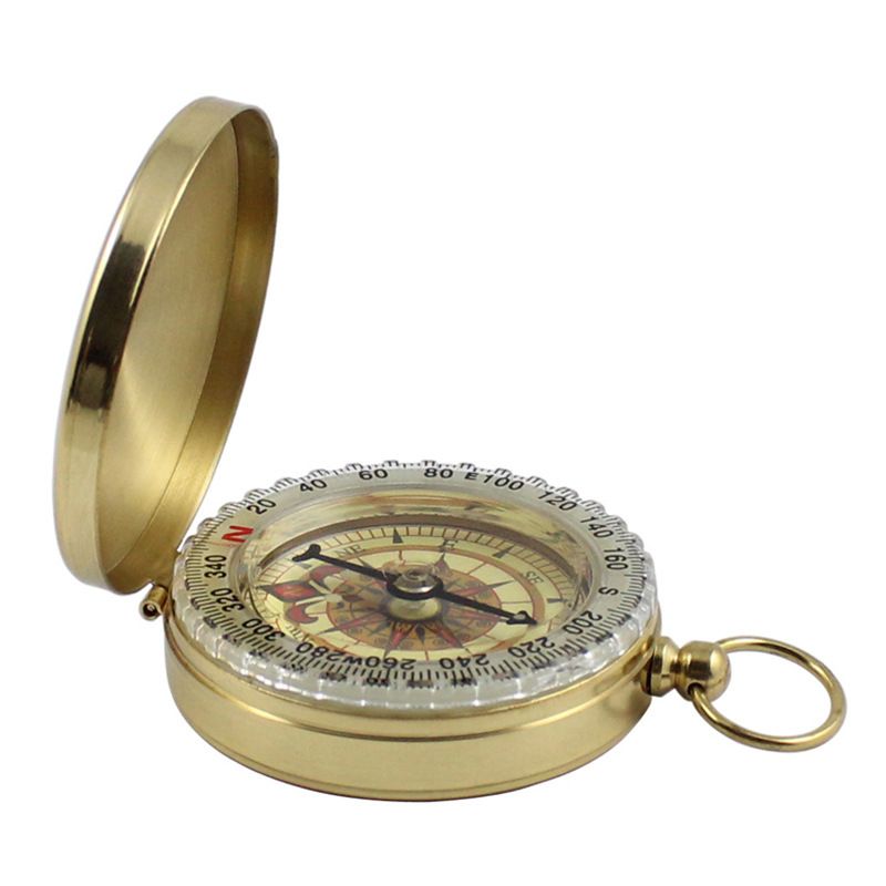 Brújula portátil de latón dorado de alta calidad para acampada y senderismo, ideal para actividades al aire libre._voghion.com