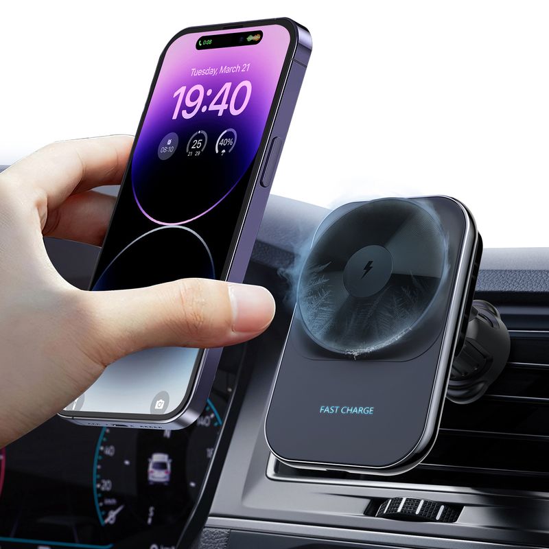 De nieuwe S16 Semiconductor Refrigeration Magnetische Zuignap Draadloze Autoladerhouder is geschikt voor iPhone 14_voghion.com