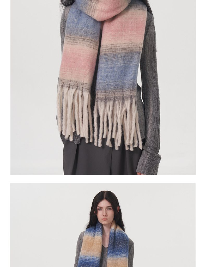 cachemire enfants hiver agrandissement élargissement 50cm blocage de couleur chaud et confortable plaid rayé gland_voghion.com