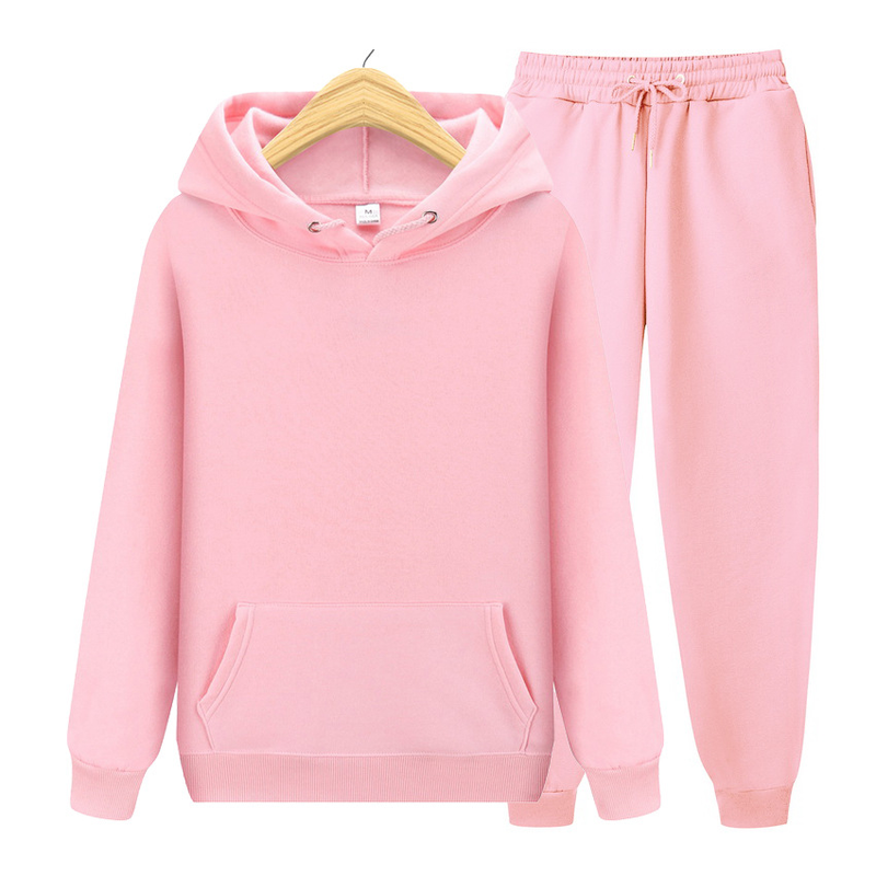 Abbigliamento da uomo Set di due pezzi con cappuccio, felpa e pantaloni della tuta, tinta unita_voghion.com