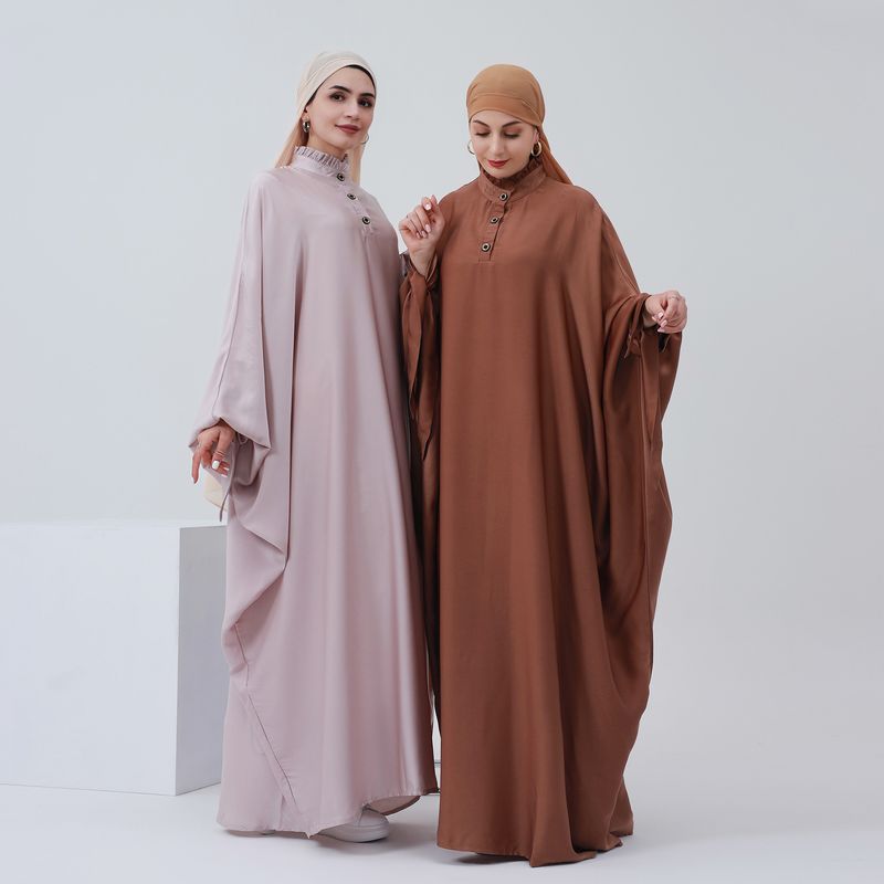 Damenbekleidung Langes Swing-Kleid in Volltonfarbe_voghion.com