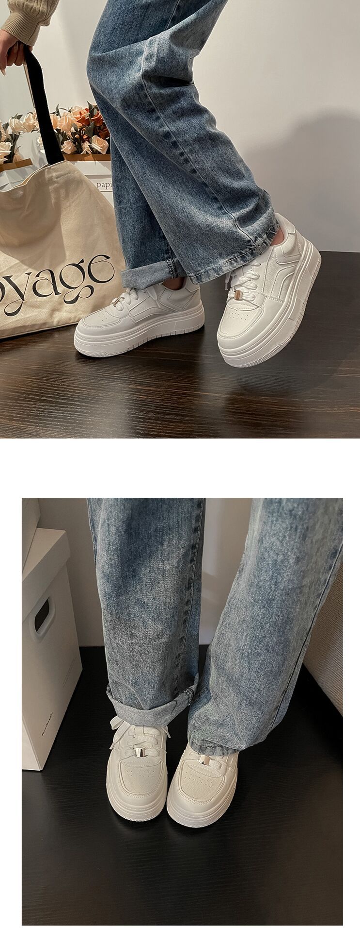 2024 Frühjahr neue unsichtbare erhöhte runde Kopf Krawatte kleine weiße Muffin multifunktionale Low-Top Casual Board Schuhe_voghion.com