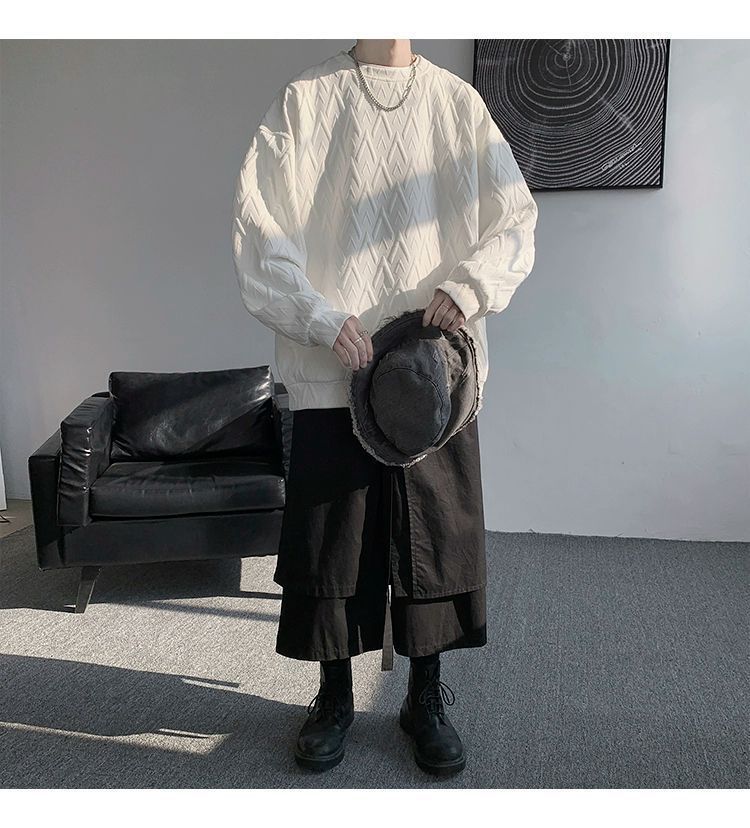 Herren-Sweatshirt mit besticktem Jacquard-Muster, langärmelig, lässig, Pullover-T-Shirt für Frühlings- und Herbstmodetrends_voghion.com