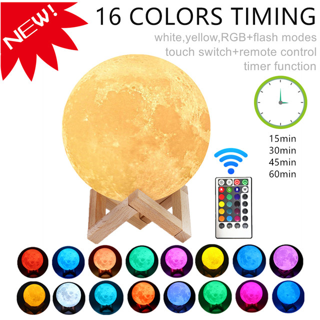 Moon Lamp Night Light 3D Print Moonlight Timeable LED Dimmable Rechargeable Bedside Table Desk Lamp Dropship_voghion.com