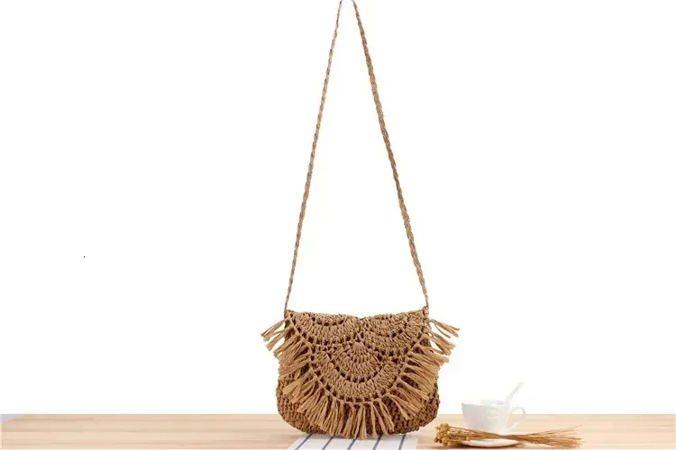 Borse estive in paglia per donna, fatte a mano, con nappe, da spiaggia, in rafia e rattan, intrecciate, per le vacanze, a tracolla, pochette 250804_voghion.com
