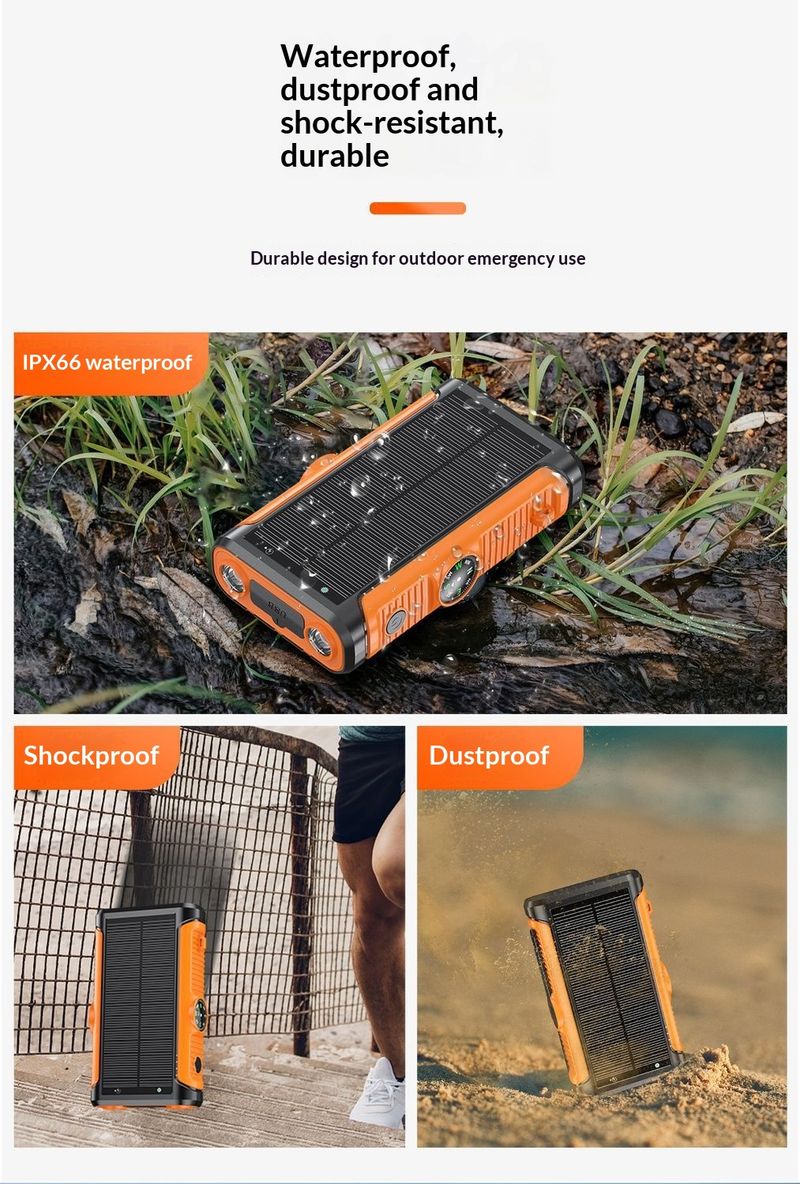 50704555550<=3 Outdoor Waterproof Hand-cranked Dual Light Solar 30000mAh Power Bank With Built-in Cable Portable Magnetic Wireless Fast_voghion.com
