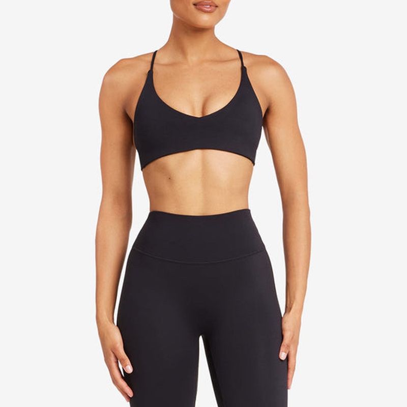 Débardeur de yoga fitness avec coussinets de poitrine, joli caraco dos nu, sensation de légèreté, ensemble de sport taille haute à séchage rapide pour femme_voghion.com