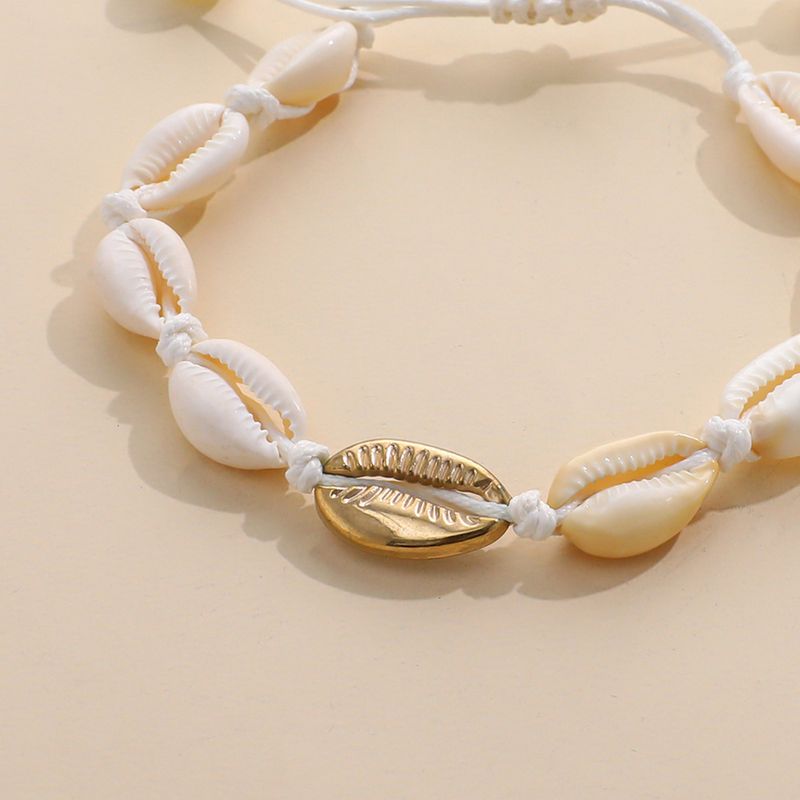 Nueva pulsera de cuerda tejida a mano con conchas personalizada y artesanía ajustable_voghion.com