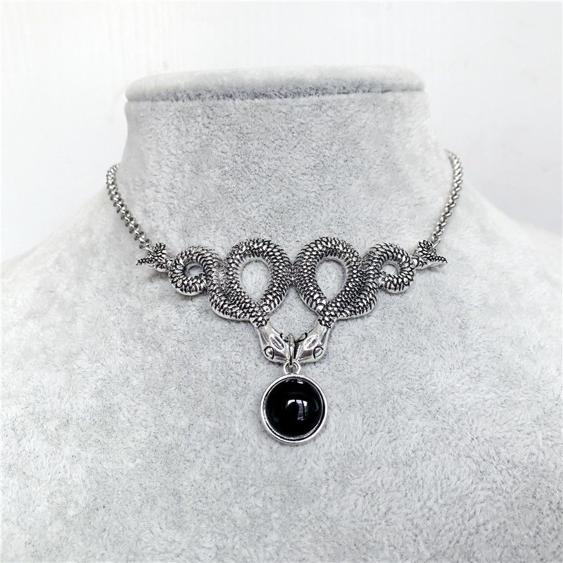 Necklaces Gothic Labradorite Snake Necklace_voghion.com