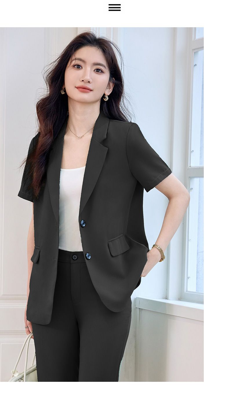 Hinten Schlitz Kurzarm Professionelle Anzug Für Frauen 2025 Sommer Neue Stil Temperament Pendeln Mode Lässig_voghion.com