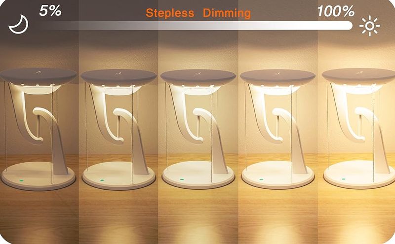 Ambient Light,LED Desk Lamp with Wireless Charger,Balancer Magnetic Suspension Desk Light ,Anti-Gravity Bedroom Table Lamp 3-Level Brightness_voghion.com