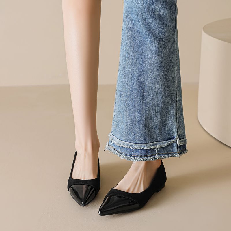 Sapatos baixos nude com bico fino francês, sapatos femininos individuais, sapatos femininos para grávidas, sapatos femininos para noite, um pedal_voghion.com