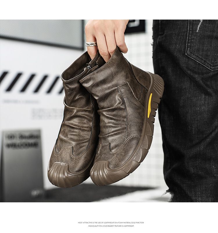 Autumn High Top New Versatile Zipper Korean Edition Martin Boots Men's Casual Shoes_voghion.com