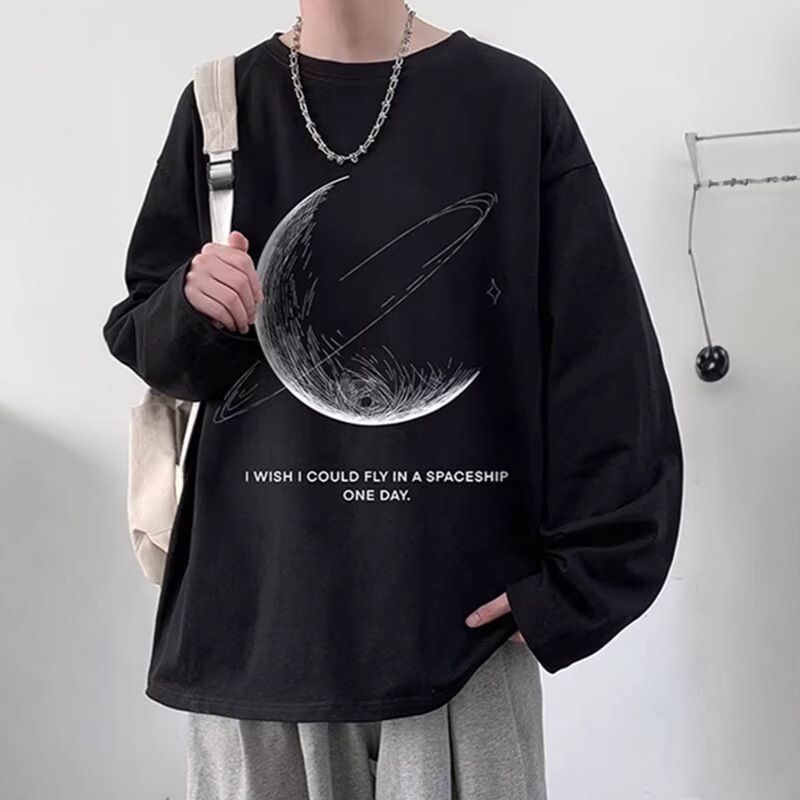Long Sleeved T-Shirt For Boys In Spring Autumn Round Neck Fashion, Casual And Versatile, Handsome Base Shirt, Loose_voghion.com