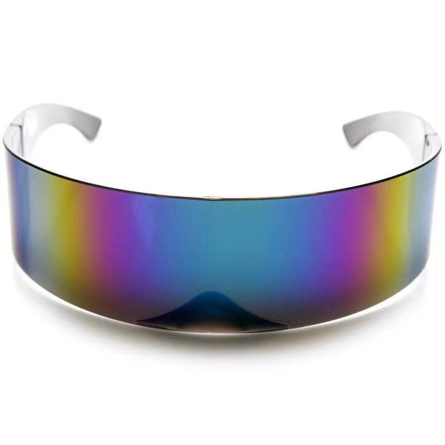 Occhiali da sole futuristici da donna con visiera stretta Occhiali da vista laser Personalità Occhiali da vista con lenti a specchio Occhiali integrati Occhiali da sole da uomo_voghion.com