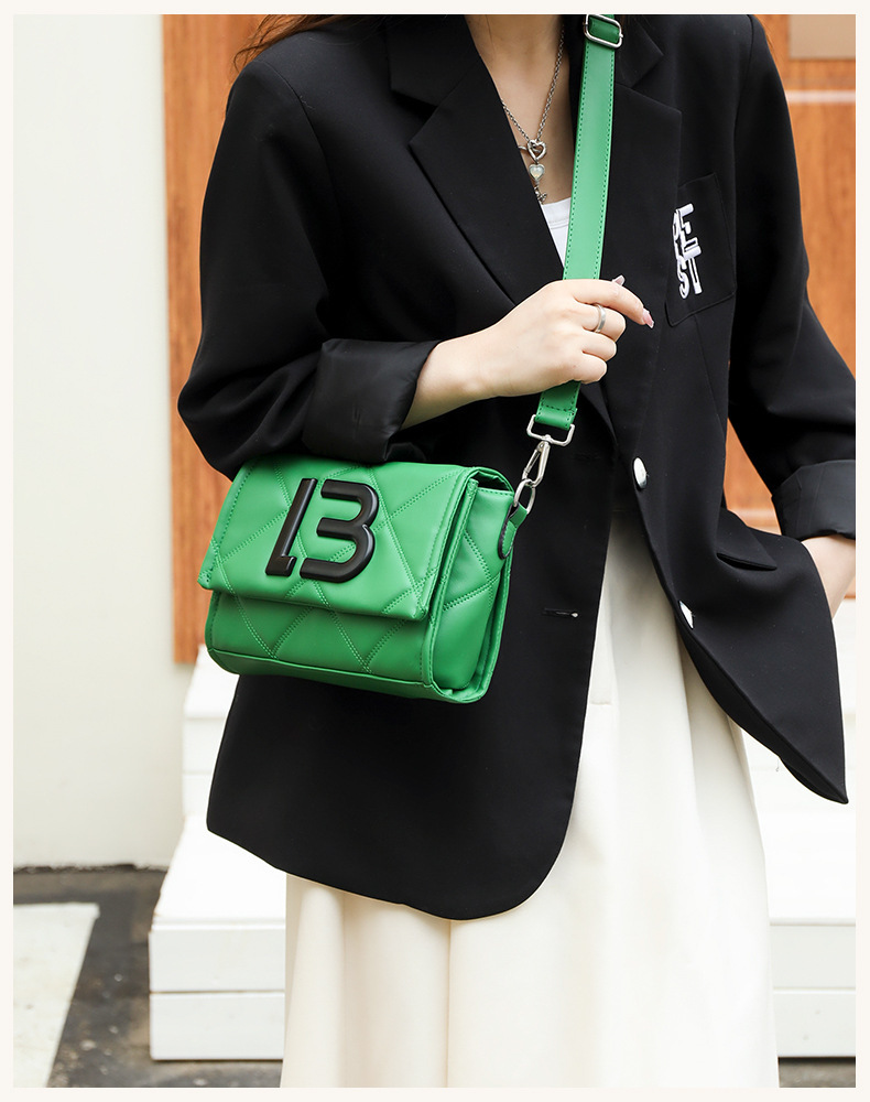 2023 Casual Free And Easy Casual Borsa da donna monospalla Borsa transfrontaliera borsa da donna con linea di pressione a rombo digitale di moda popolare_voghion.com